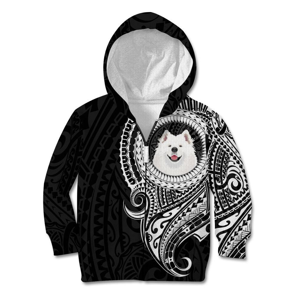 Polynesian Samoyed Dog Kid Hoodie Dog In My Heart LT6 Zip Hoodie Black - Polynesian Pride