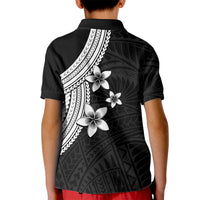 Polynesian Kid Polo Shirt With Plumeria Flower White LT6 - Polynesian Pride