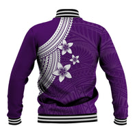 Polynesian Baseball Jacket With Plumeria Flower Purple LT6 - Polynesian Pride