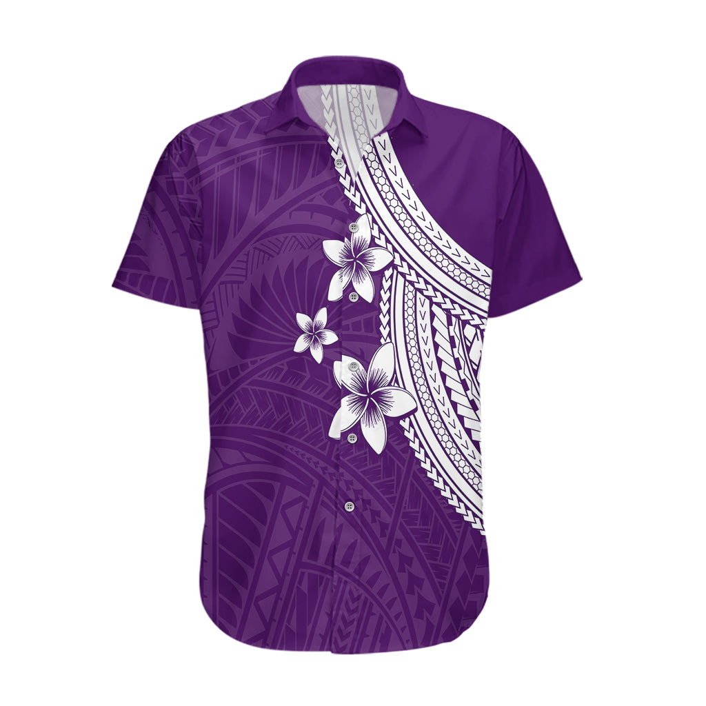 Polynesian Hawaiian Shirt With Plumeria Flower Purple LT6 Purple - Polynesian Pride