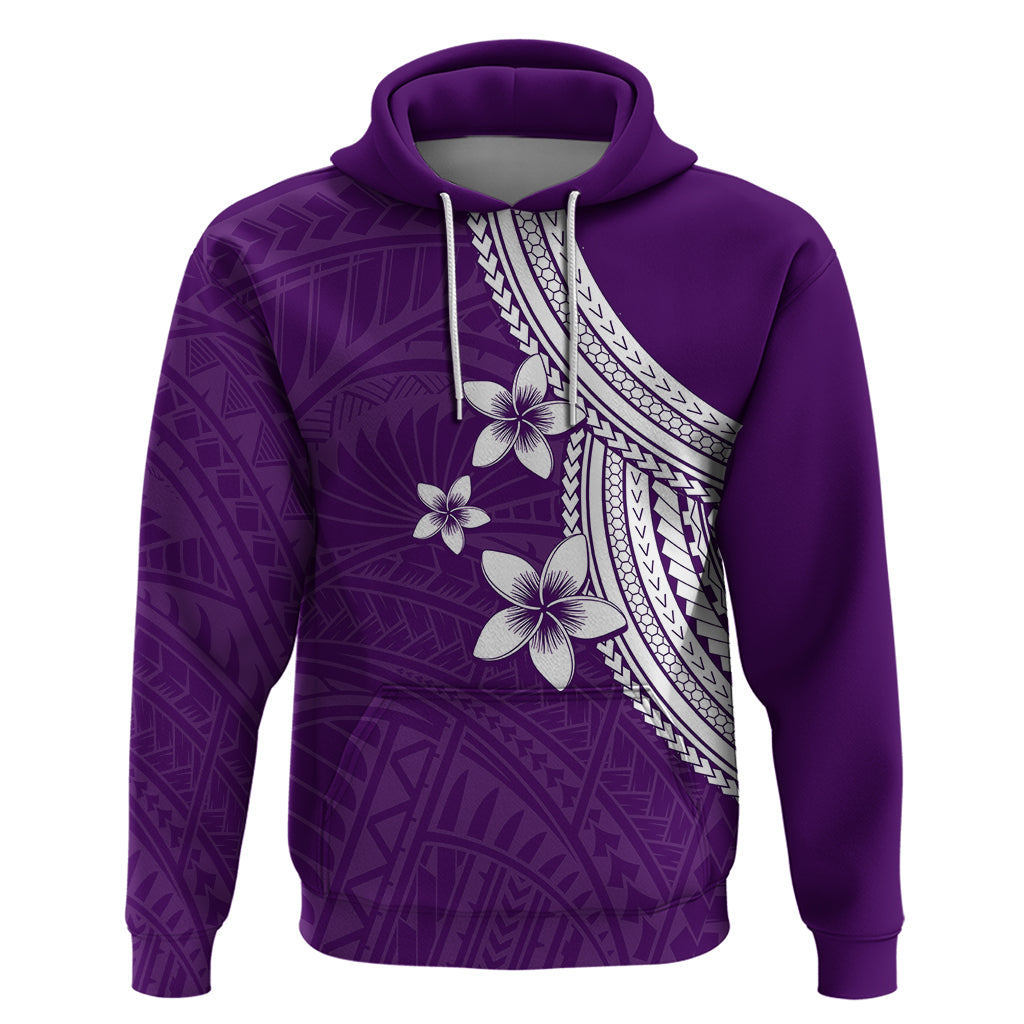 Polynesian Hoodie With Plumeria Flower Purple LT6 Purple - Polynesian Pride