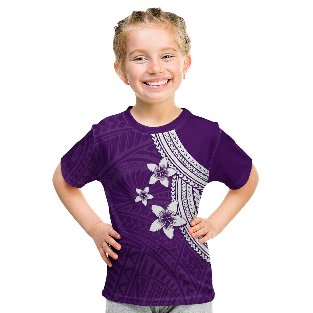 Polynesian Kid T Shirt With Plumeria Flower Purple LT6 Purple - Polynesian Pride