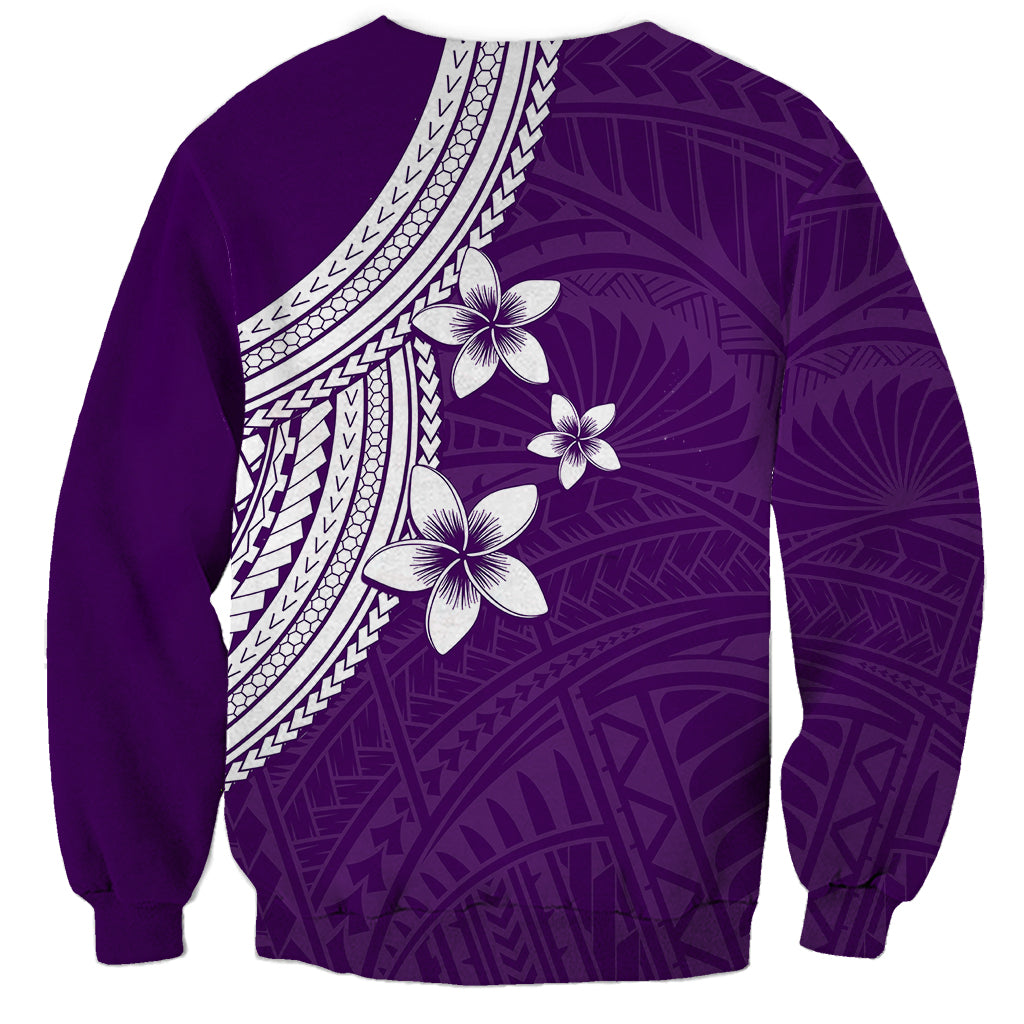 Polynesian Sweatshirt With Plumeria Flower Purple LT6 - Polynesian Pride