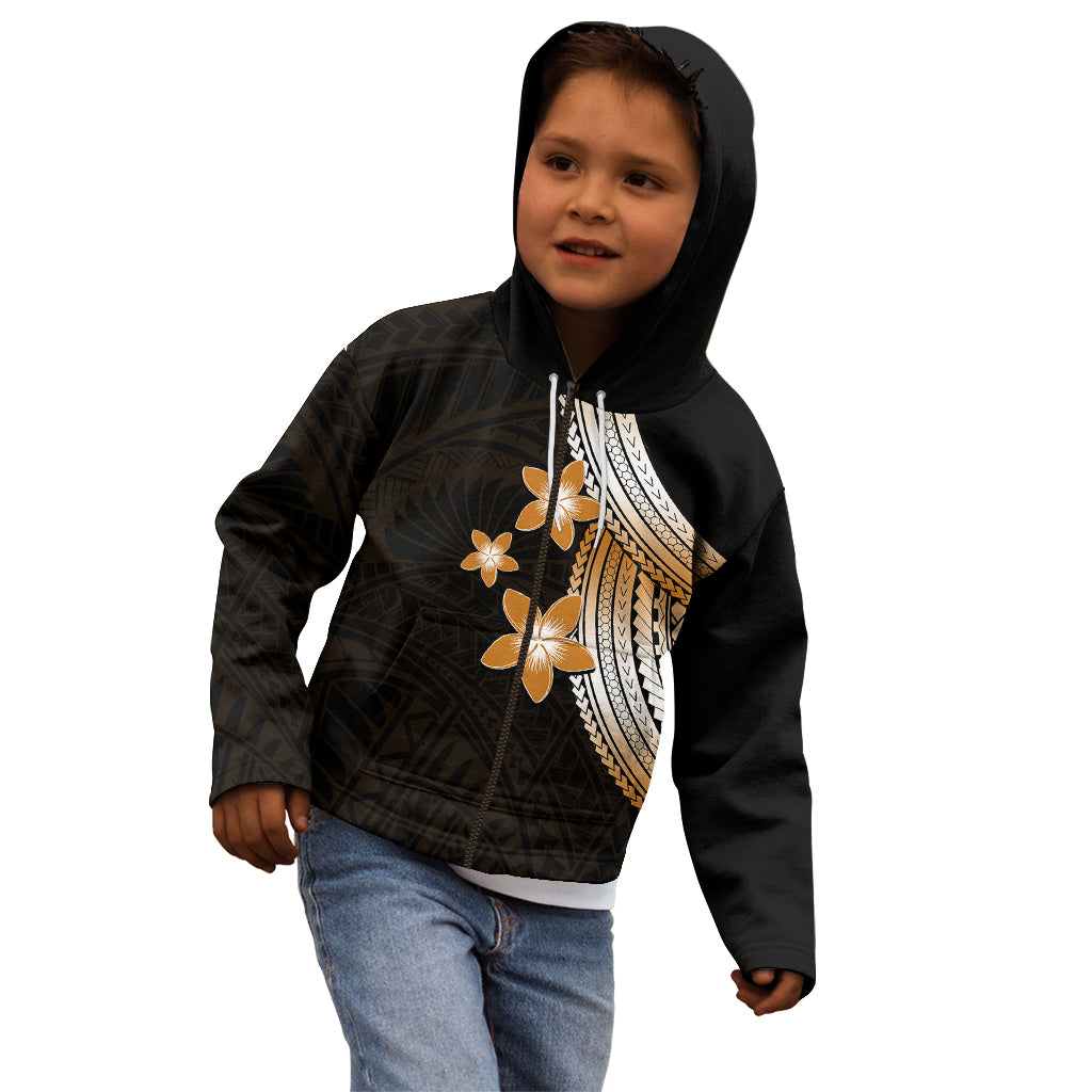 Polynesian Kid Hoodie With Plumeria Flower Gold LT6 - Polynesian Pride