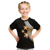 Polynesian Kid T Shirt With Plumeria Flower Gold LT6 Gold - Polynesian Pride