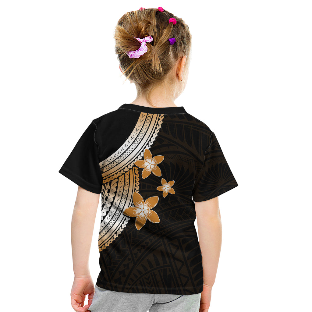 Polynesian Kid T Shirt With Plumeria Flower Gold LT6 - Polynesian Pride