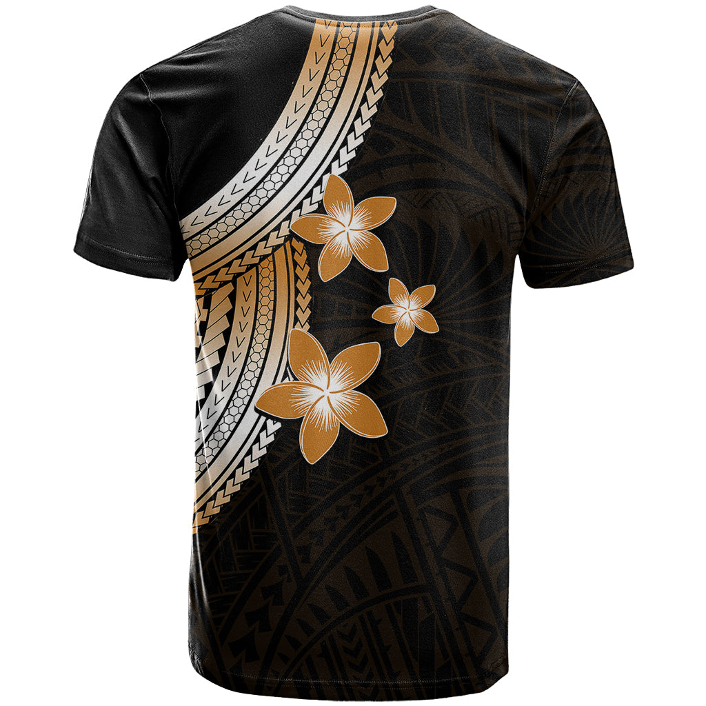 Polynesian T Shirt With Plumeria Flower Gold LT6 - Polynesian Pride