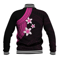 Polynesian Baseball Jacket With Plumeria Flower Pink LT6 - Polynesian Pride