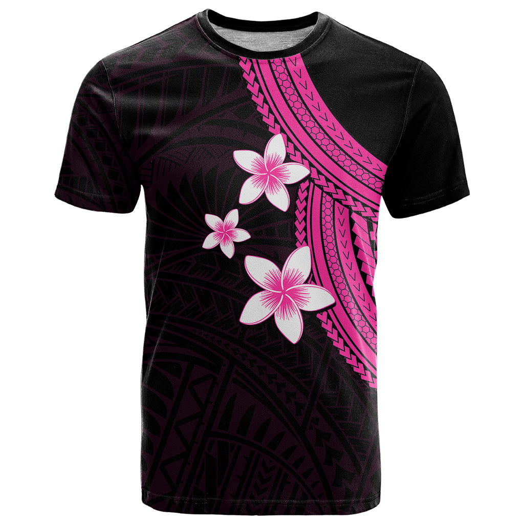 Polynesian T Shirt With Plumeria Flower Pink LT6 Pink - Polynesian Pride