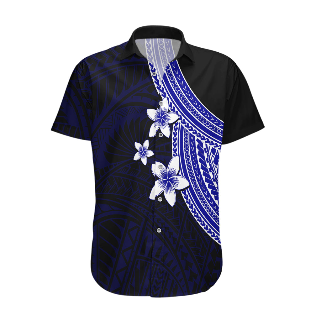 Polynesian Hawaiian Shirt With Plumeria Flower Blue LT6 Blue - Polynesian Pride