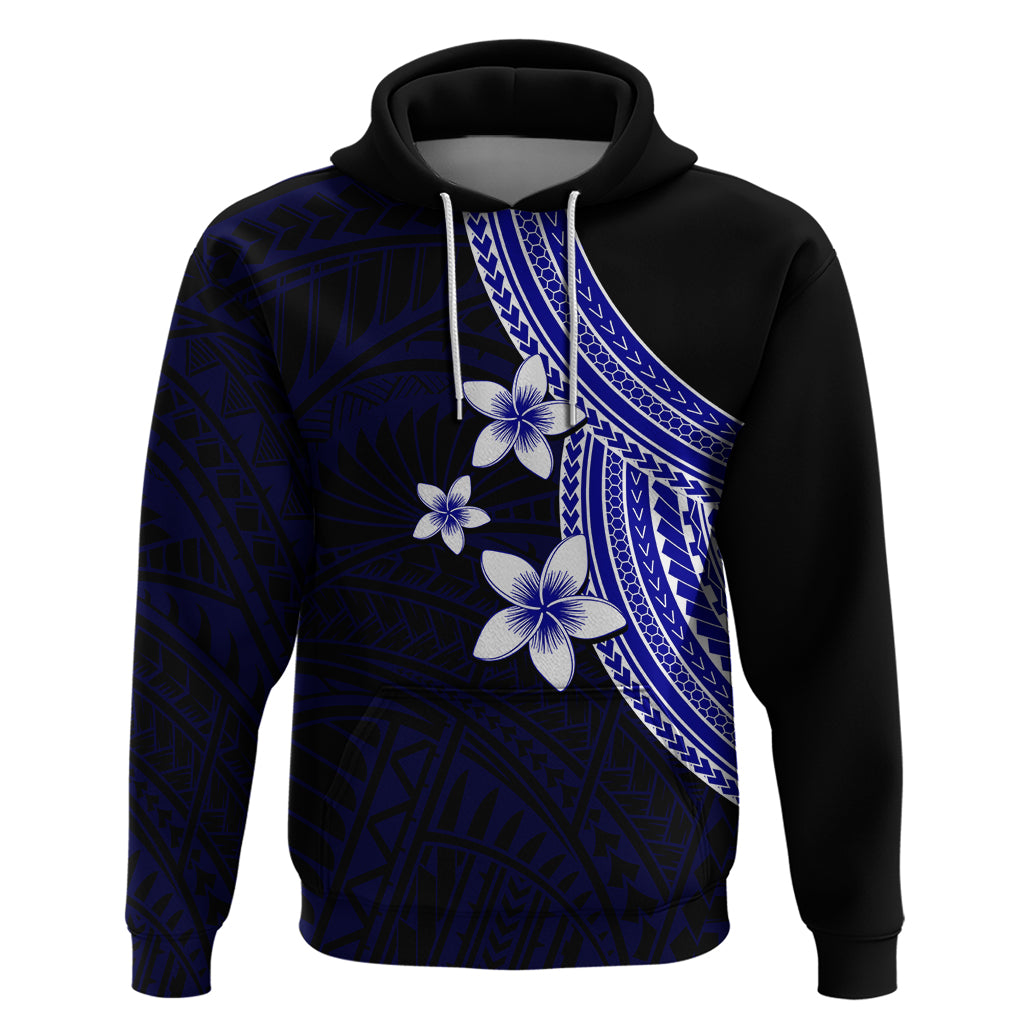 Polynesian Hoodie With Plumeria Flower Blue LT6 Blue - Polynesian Pride