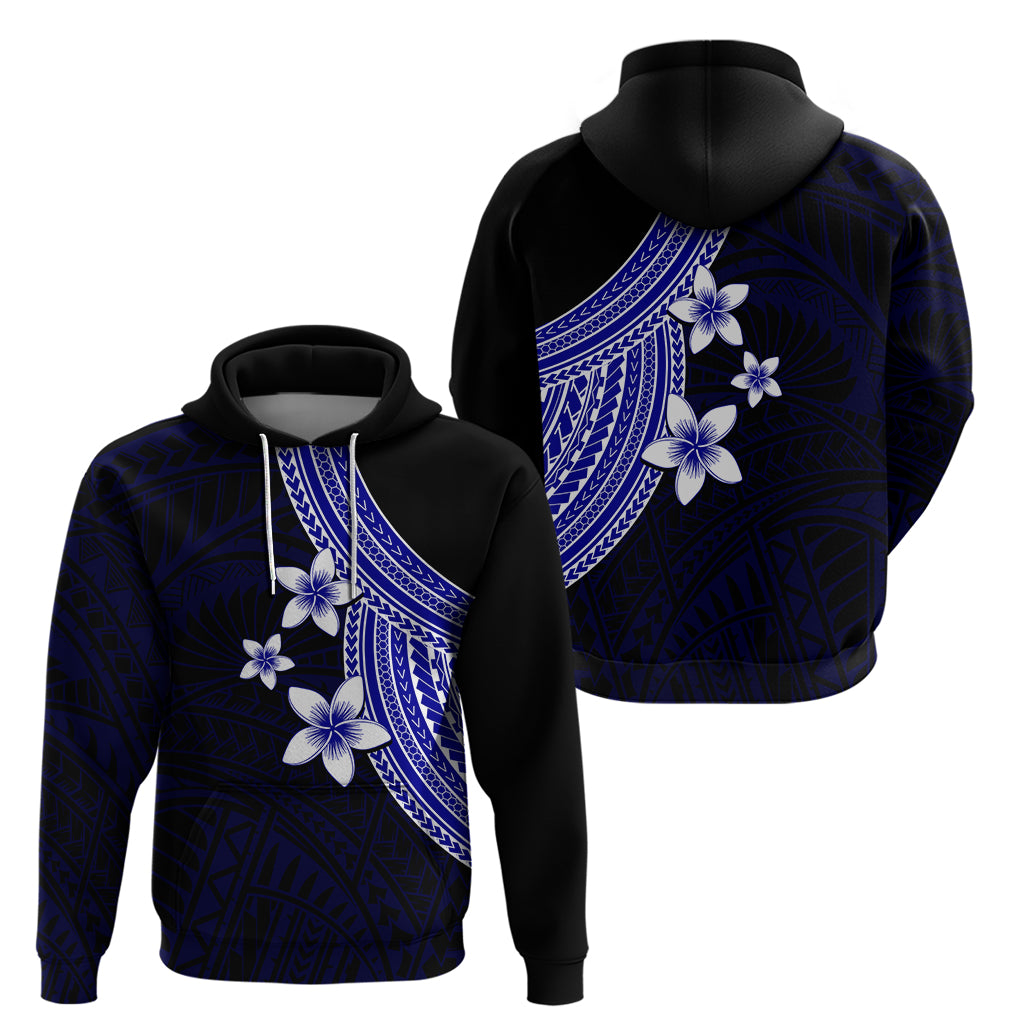 Polynesian Hoodie With Plumeria Flower Blue LT6 - Polynesian Pride