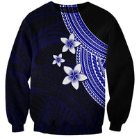 Polynesian Sweatshirt With Plumeria Flower Blue LT6 Unisex Blue - Polynesian Pride