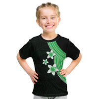 Polynesian Kid T Shirt With Plumeria Flower Green LT6 Green - Polynesian Pride