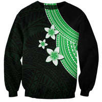 Polynesian Sweatshirt With Plumeria Flower Green LT6 Unisex Green - Polynesian Pride