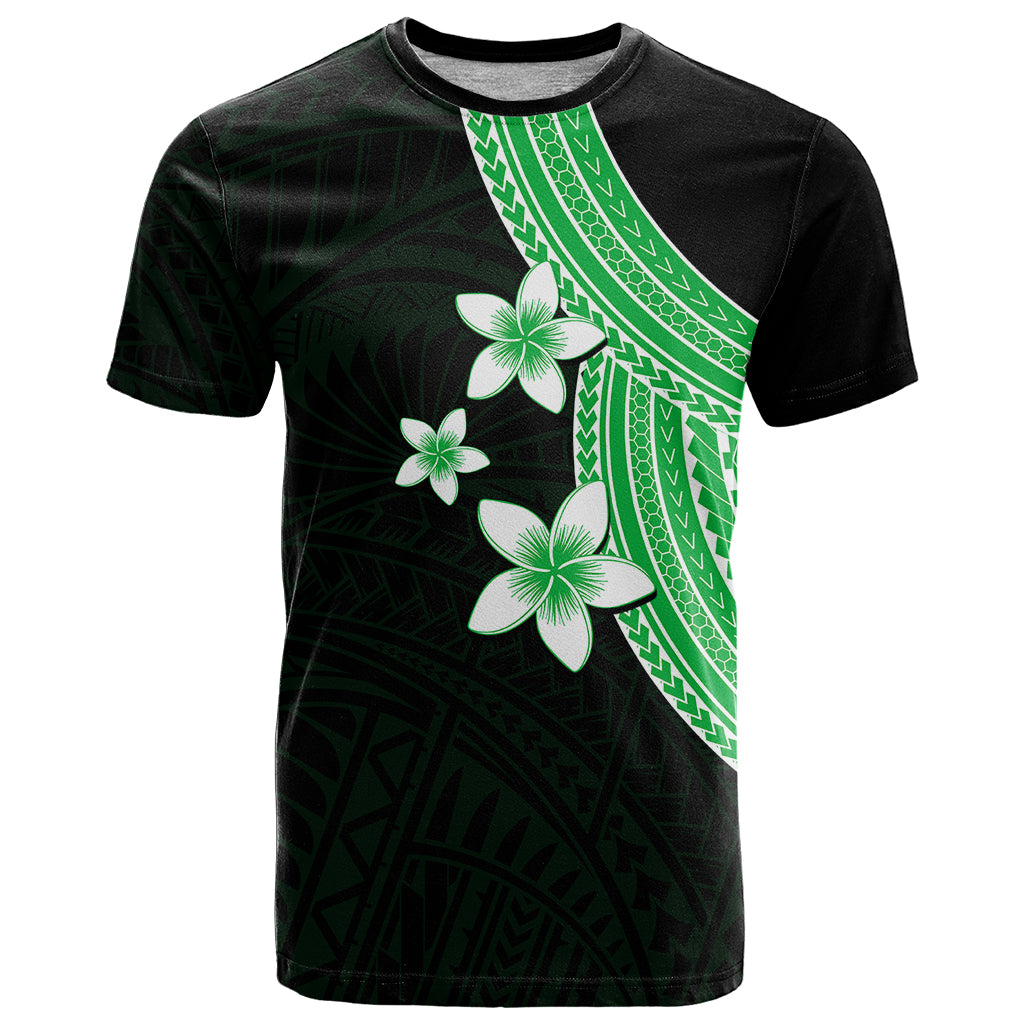 Polynesian T Shirt With Plumeria Flower Green LT6 Green - Polynesian Pride