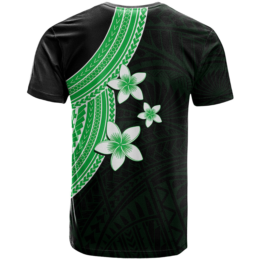 Polynesian T Shirt With Plumeria Flower Green LT6 - Polynesian Pride