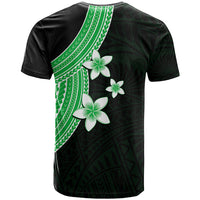 Polynesian T Shirt With Plumeria Flower Green LT6 - Polynesian Pride