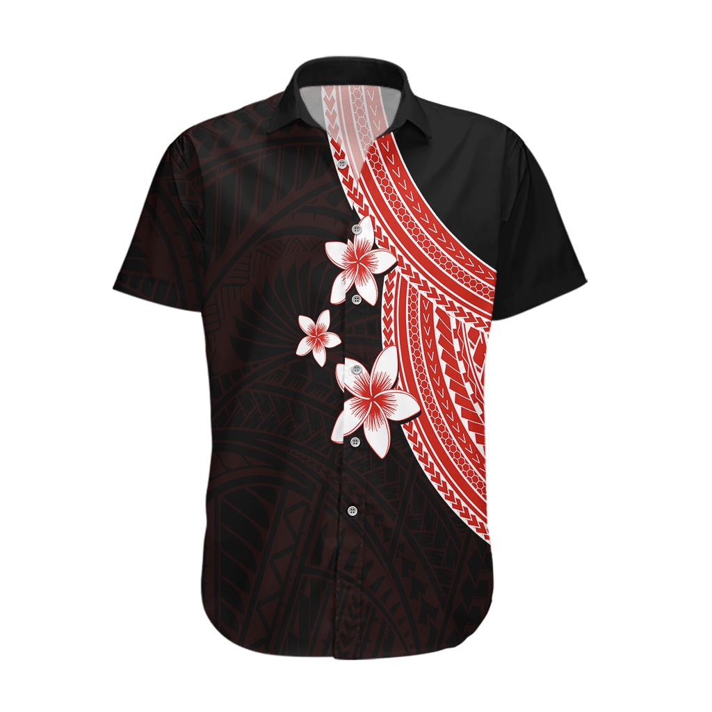 Polynesian Hawaiian Shirt With Plumeria Flower Red LT6 Red - Polynesian Pride