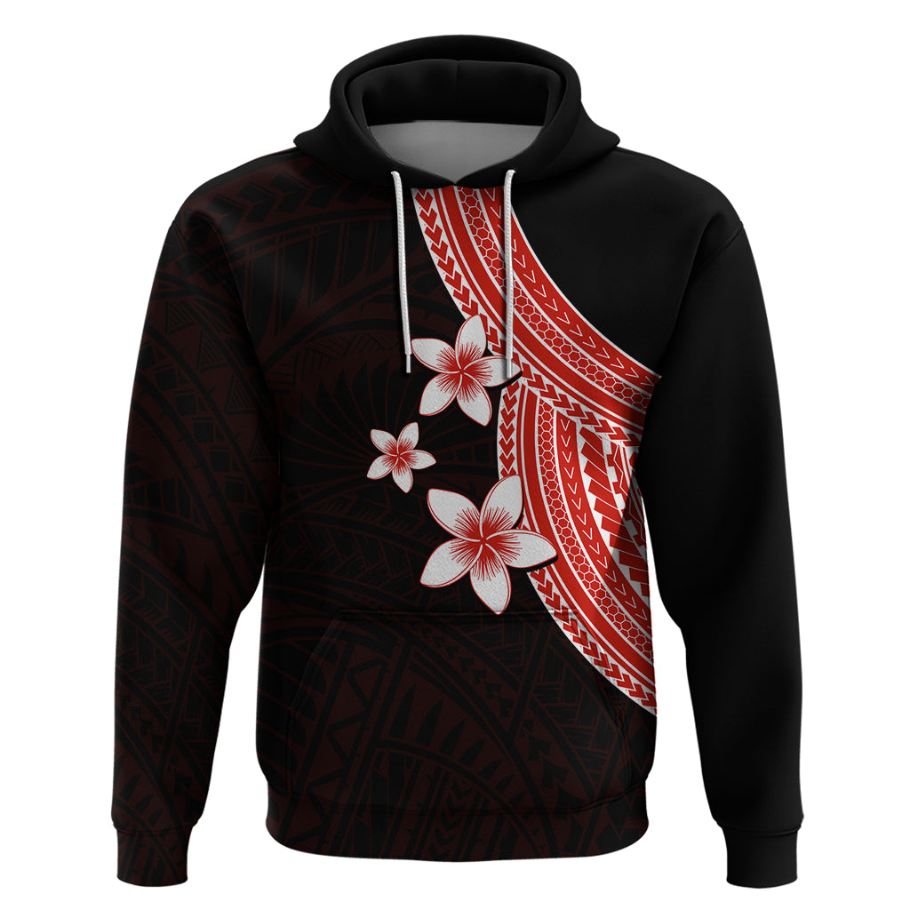 Polynesian Hoodie With Plumeria Flower Red LT6 Red - Polynesian Pride