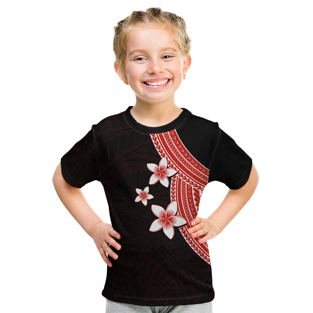 Polynesian Kid T Shirt With Plumeria Flower Red LT6 Red - Polynesian Pride