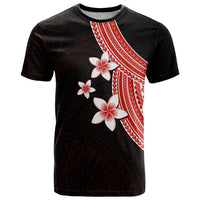 Polynesian T Shirt With Plumeria Flower Red LT6 Red - Polynesian Pride