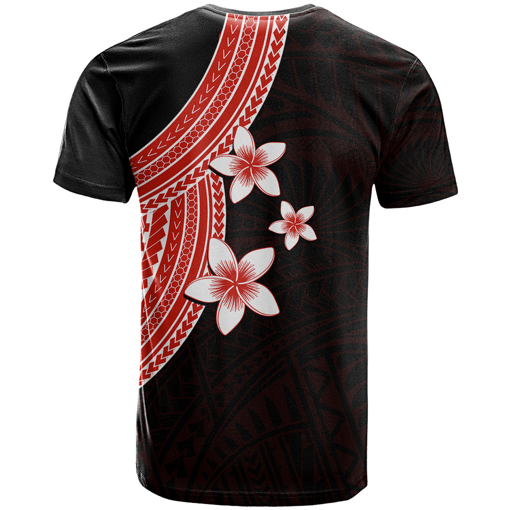 Polynesian T Shirt With Plumeria Flower Red LT6 - Polynesian Pride