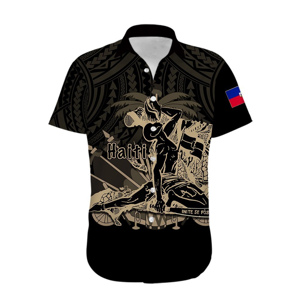 (Custom Personalised) Haiti Hawaiian Shirt Polynesian Neg Maron Black Style LT6 - Polynesian Pride