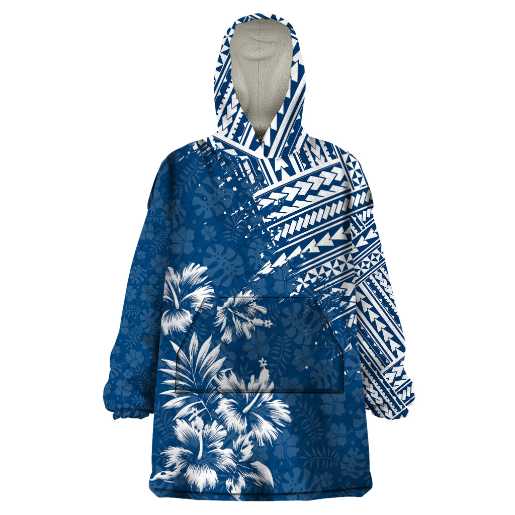 Hawaii Summer Wearable Blanket Hoodie Mix Polynesian Dark Blue LT6 One Size Blue - Polynesian Pride