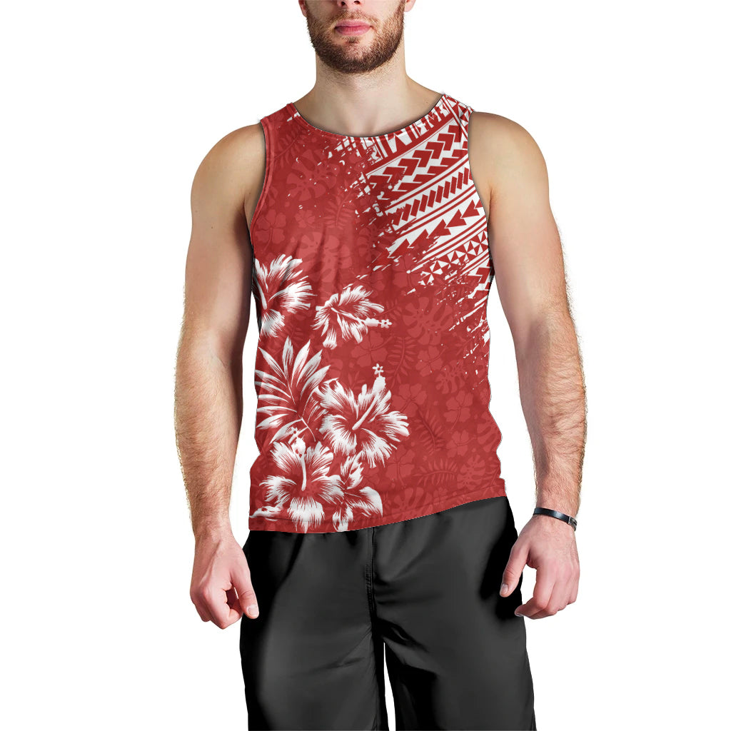 Hawaii Summer Men Tank Top Mix Polynesian Red LT6 - Polynesian Pride