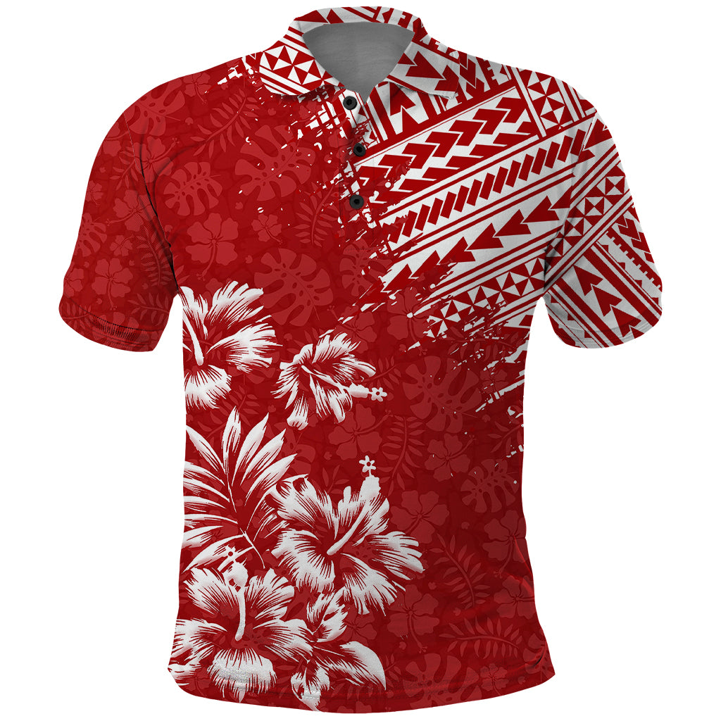 Hawaii Summer Polo Shirt Mix Polynesian Red LT6 Red - Polynesian Pride