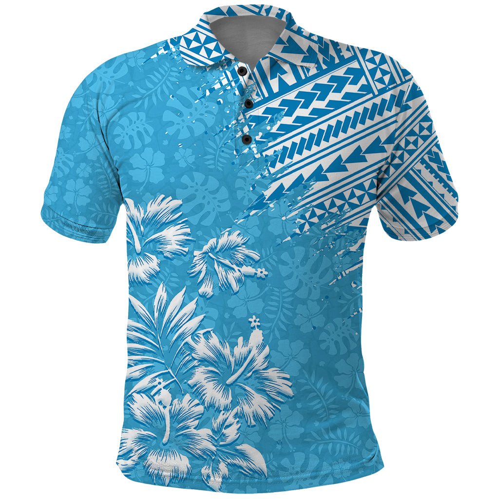 Hawaii Summer Polo Shirt Mix Polynesian Light Blue LT6 Blue - Polynesian Pride