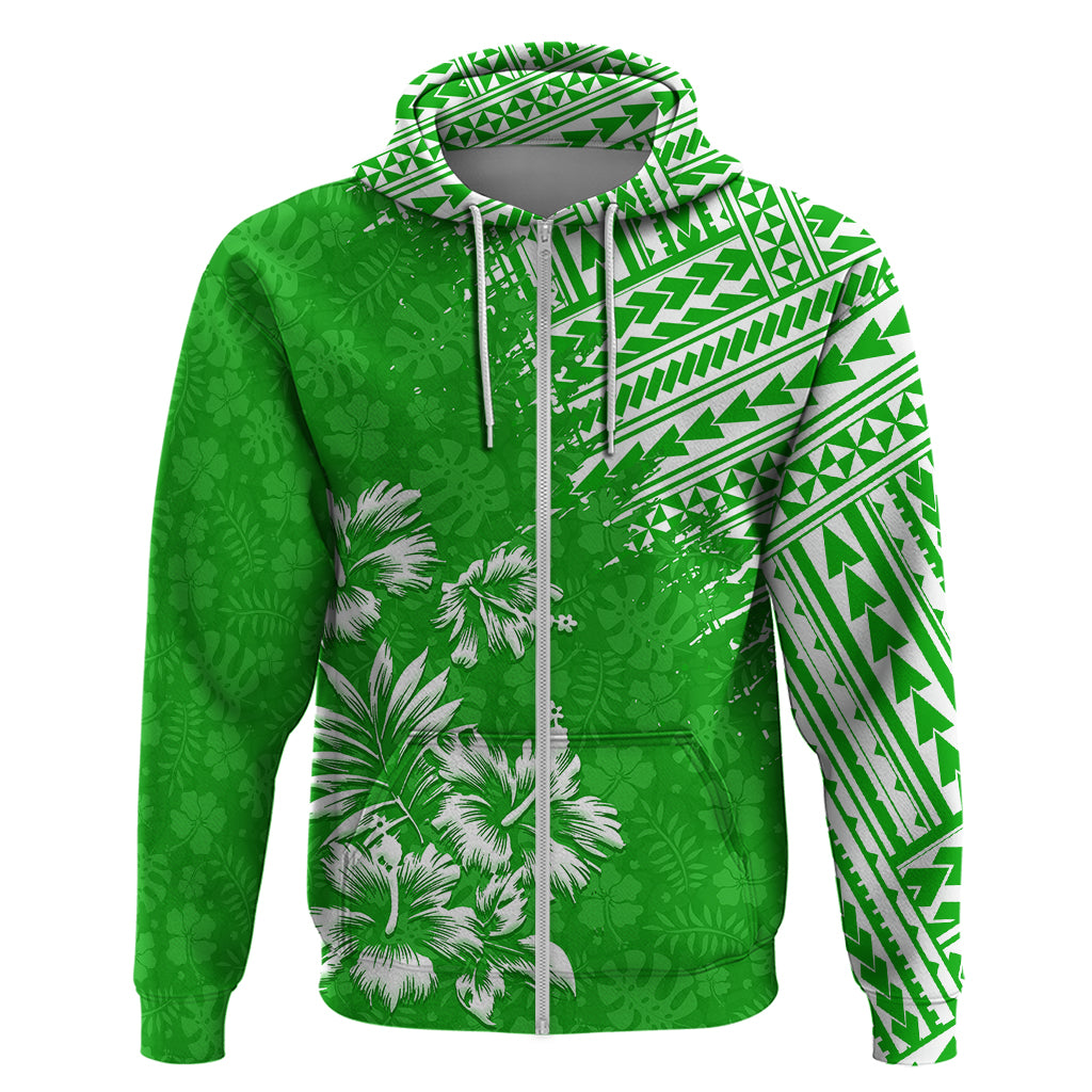 Hawaii Summer Hoodie Mix Polynesian Green LT6 Zip Hoodie Green - Polynesian Pride