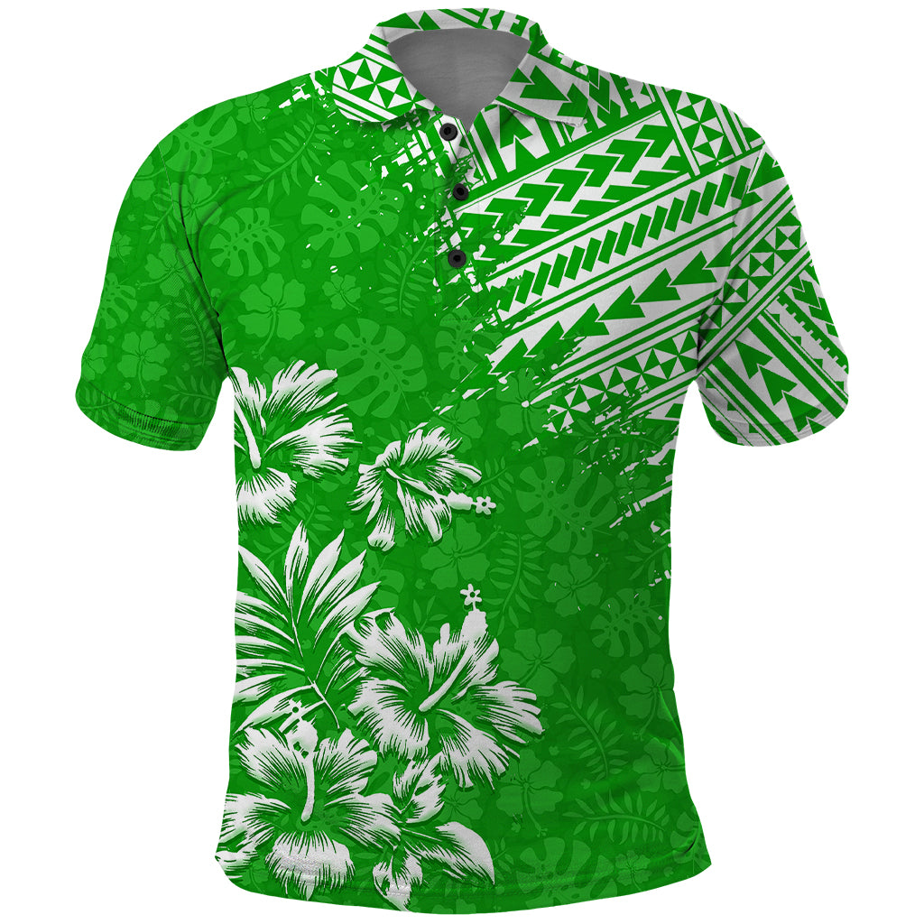 Hawaii Summer Polo Shirt Mix Polynesian Green LT6 Green - Polynesian Pride