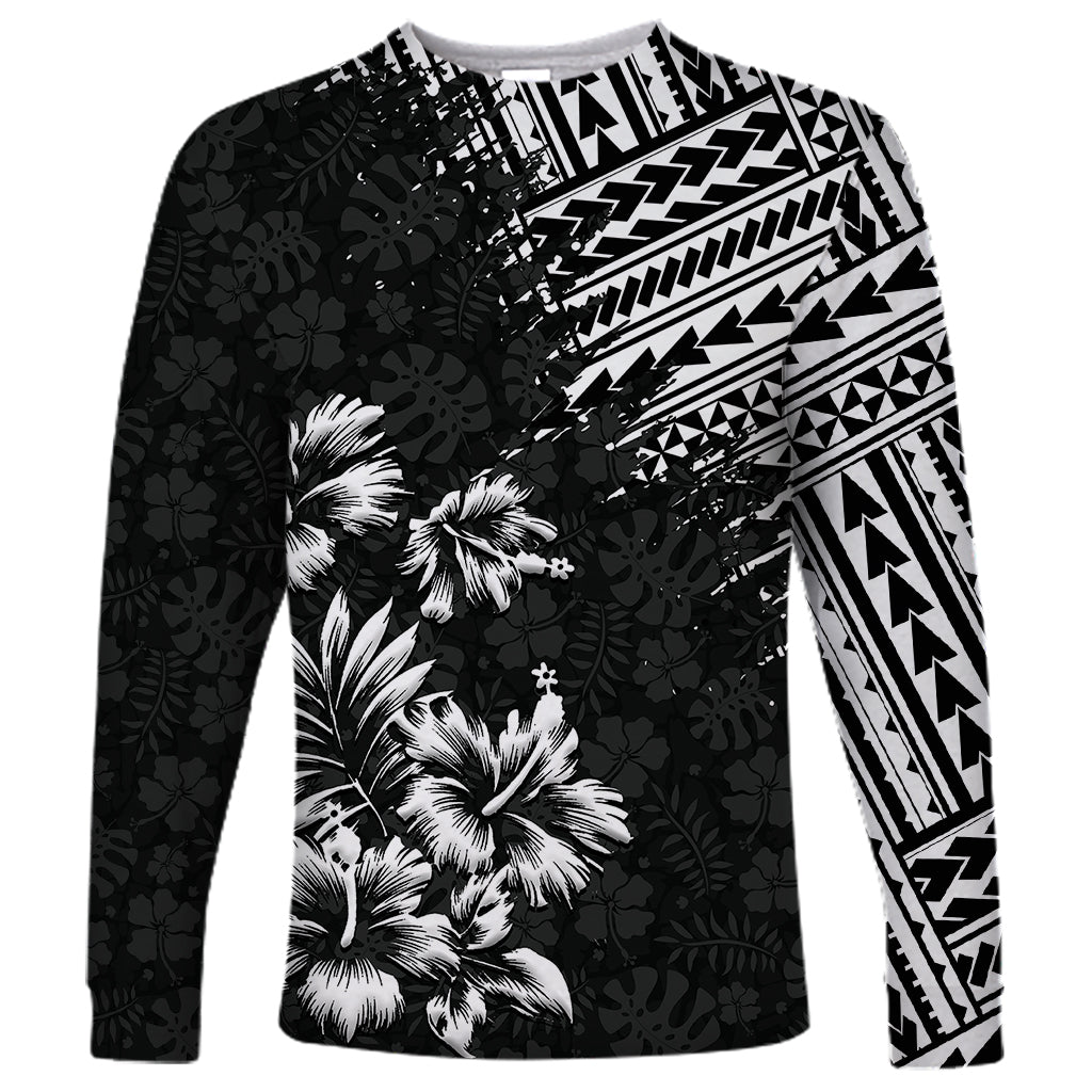 Hawaii Summer Long Sleeve Shirt Mix Polynesian Black LT6 Unisex Black - Polynesian Pride