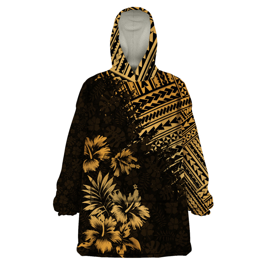 Hawaii Summer Wearable Blanket Hoodie Mix Polynesian Gold LT6 One Size Gold - Polynesian Pride