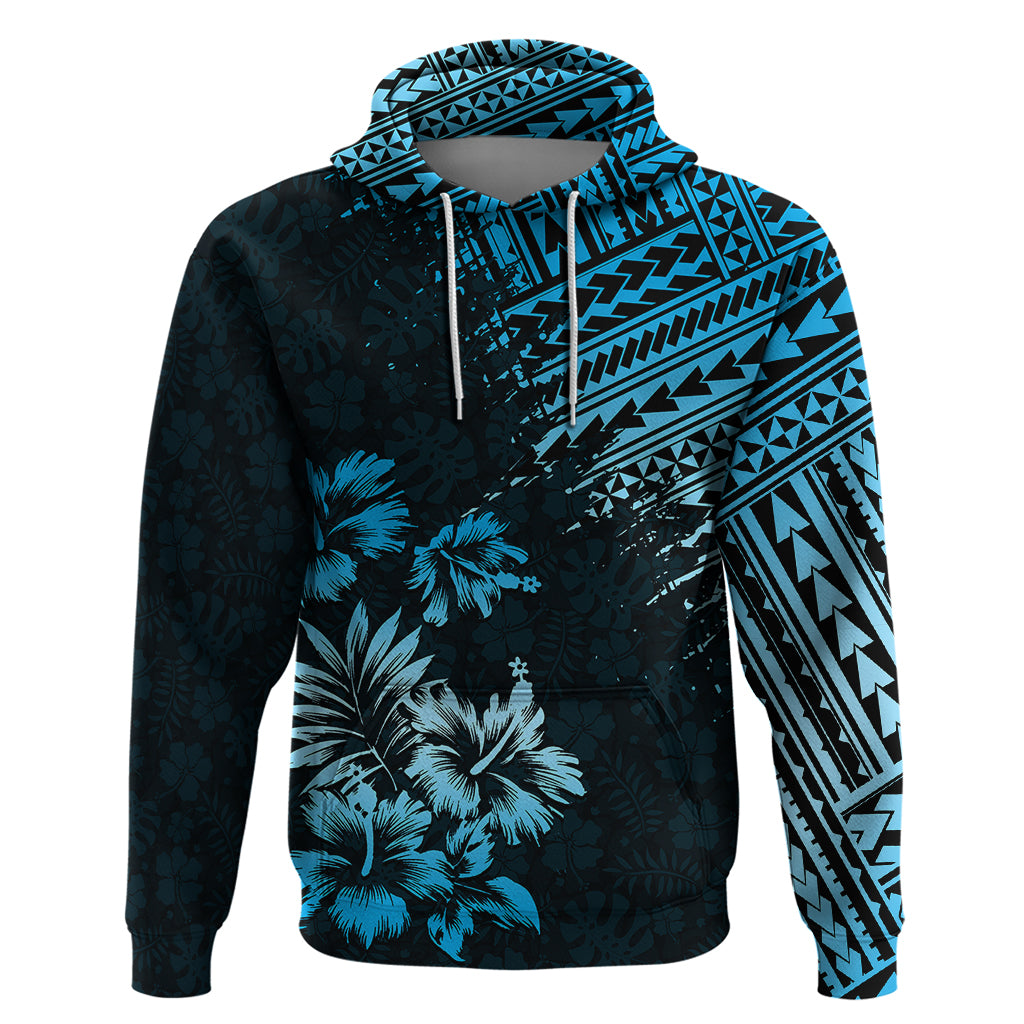 Hawaii Summer Hoodie Mix Polynesian Black Blue LT6 Pullover Hoodie Blue - Polynesian Pride