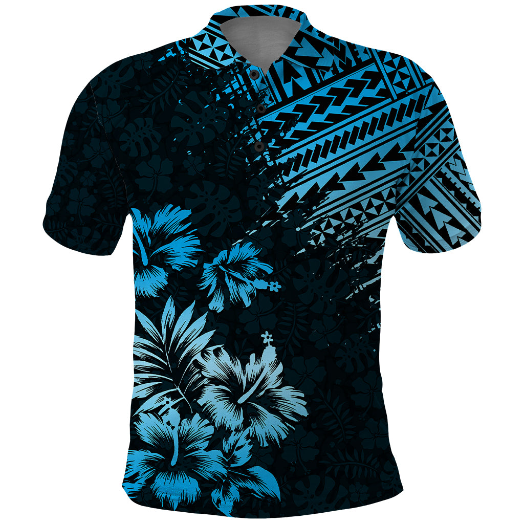 Hawaii Summer Polo Shirt Mix Polynesian Black Blue LT6 Blue - Polynesian Pride