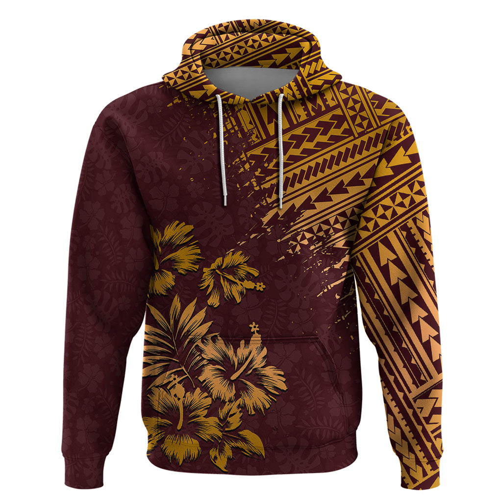 Hawaii Summer Hoodie Mix Polynesian Brown LT6 Pullover Hoodie Brown - Polynesian Pride