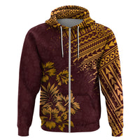 Hawaii Summer Hoodie Mix Polynesian Brown LT6 Zip Hoodie Brown - Polynesian Pride