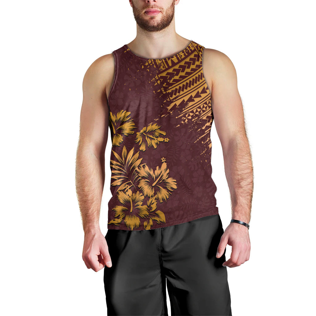 Hawaii Summer Men Tank Top Mix Polynesian Brown LT6 - Polynesian Pride