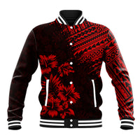 Hawaii Summer Baseball Jacket Mix Polynesian Black-Red LT6 Unisex Red - Polynesian Pride
