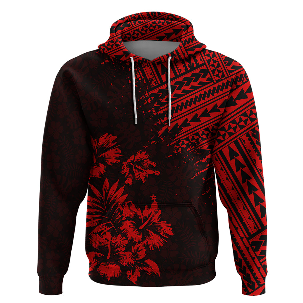 Hawaii Summer Hoodie Mix Polynesian Black Red LT6 Pullover Hoodie Red - Polynesian Pride