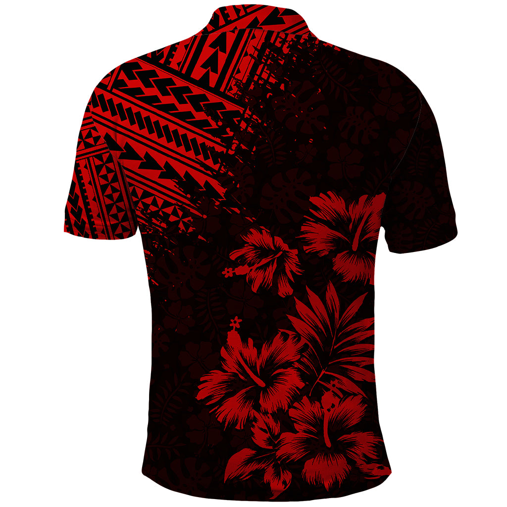Hawaii Summer Polo Shirt Mix Polynesian Black Red LT6 - Polynesian Pride