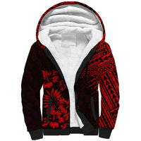 Hawaii Summer Sherpa Hoodie Mix Polynesian Black-Red LT6 Unisex Red - Polynesian Pride