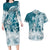 Polynesian Sea Turtle Couples Matching Long Sleeve Bodycon Dress and Hawaiian Shirt Tribal LT6 Blue - Polynesian Pride