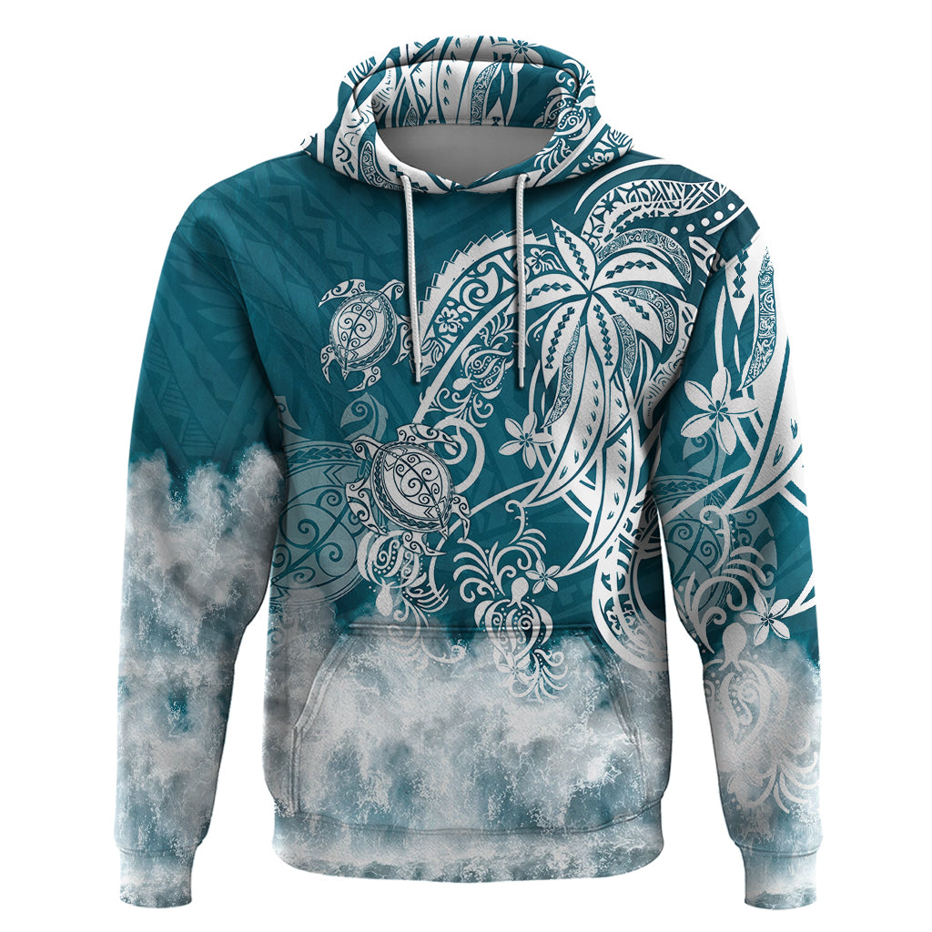 Polynesian Sea Turtle Hoodie Tribal LT6 Blue - Polynesian Pride