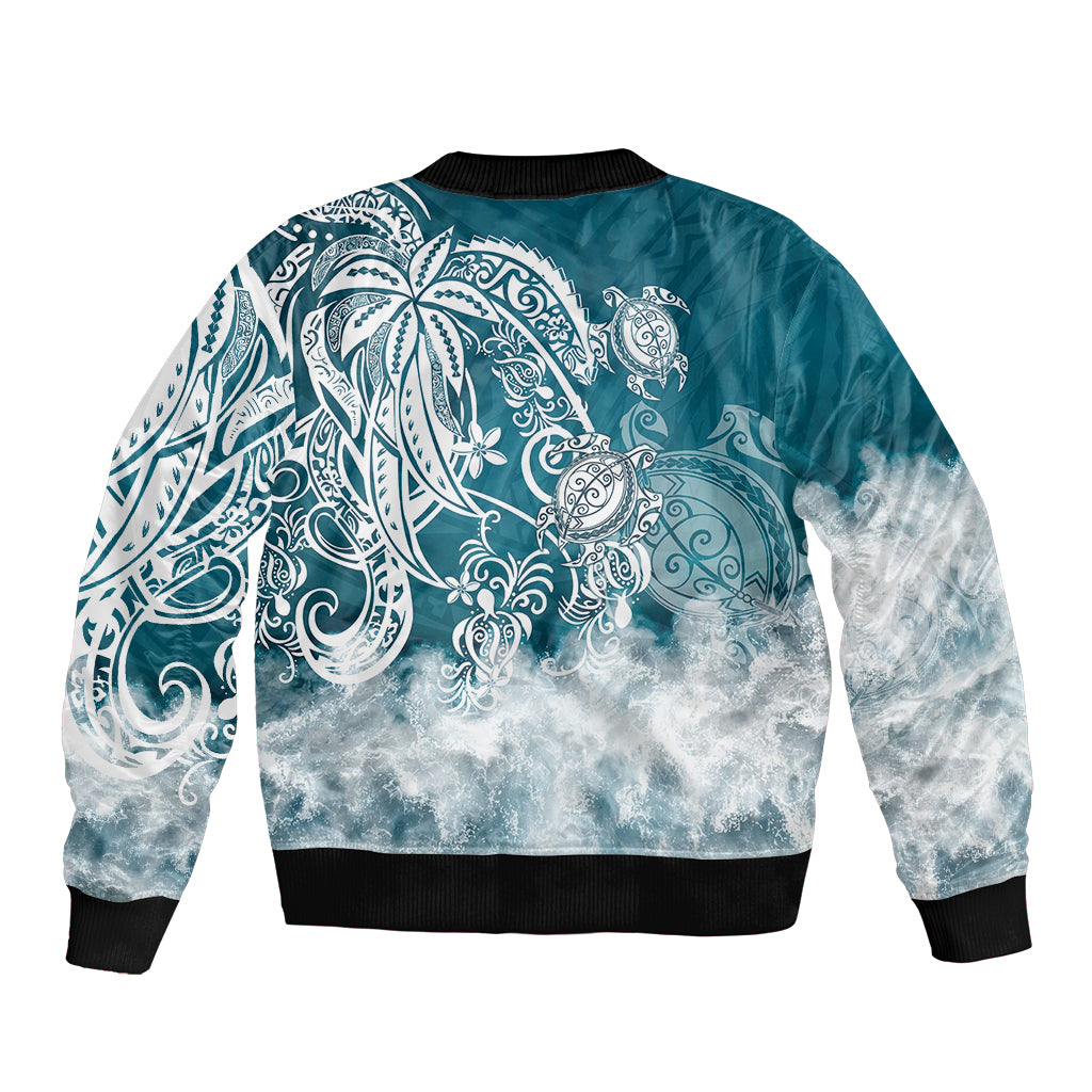 Polynesian Sea Turtle Sleeve Zip Bomber Jacket Tribal LT6 - Polynesian Pride
