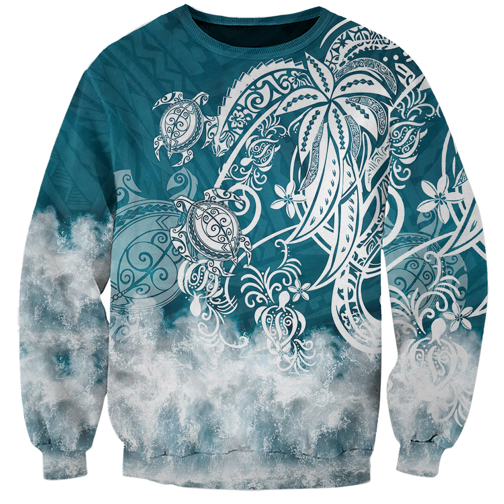 Polynesian Sea Turtle Sweatshirt Tribal LT6 Unisex Blue - Polynesian Pride