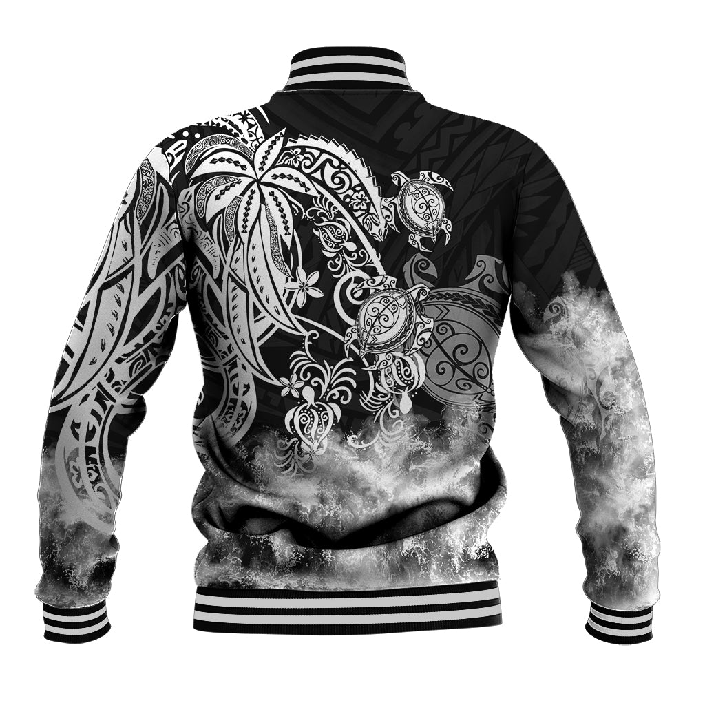 Polynesian Sea Turtle Baseball Jacket Tribal Black LT6 - Polynesian Pride